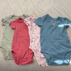 Carter's Green, Pink, and Blue Bodysuit Set